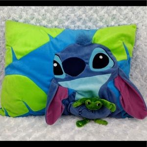 Disney Store Exclusive Stitch Pillow w/ Frog Rare